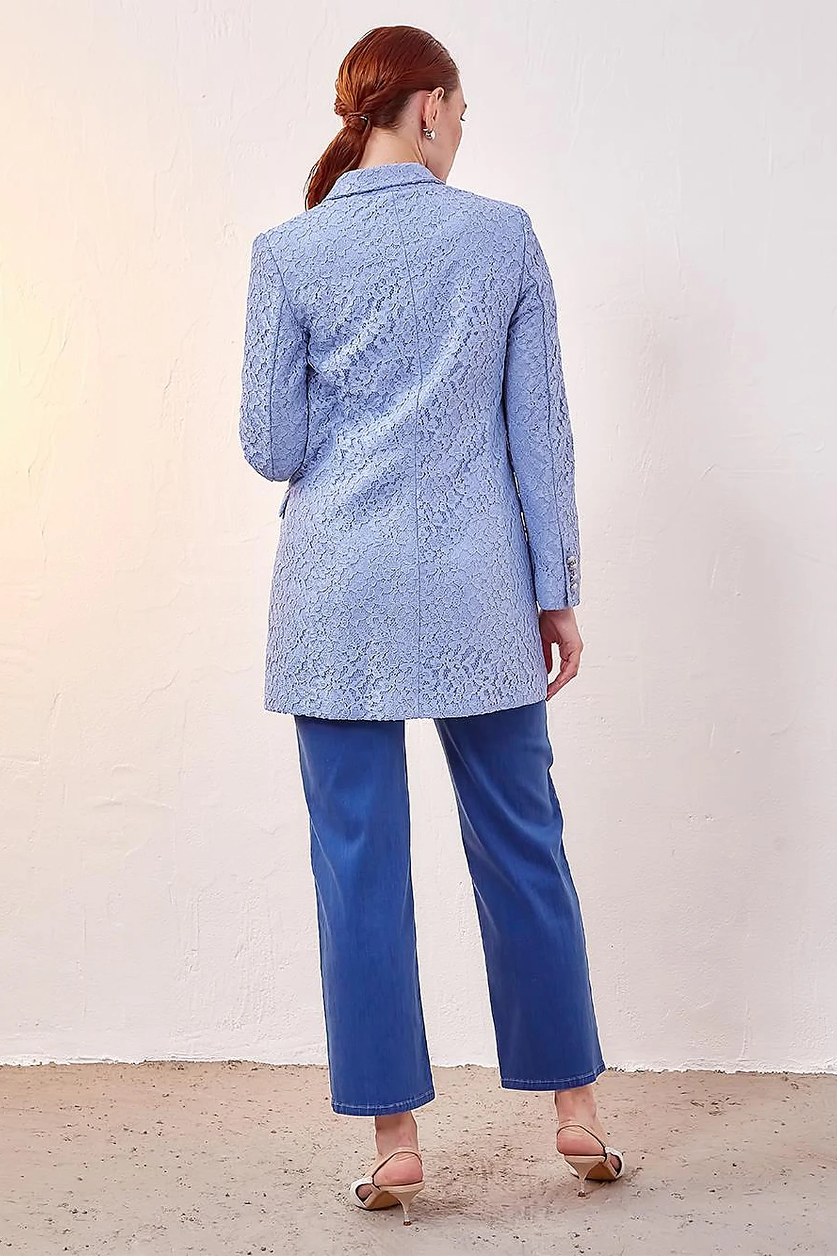 Lace Blazer Jacket Blue