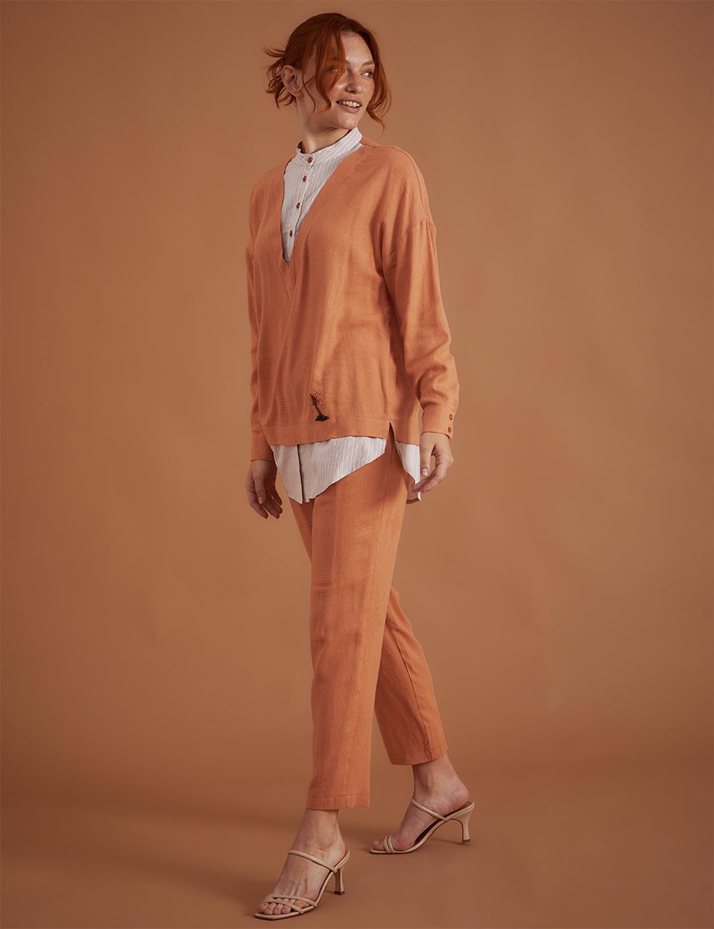 Layered Look Double Suit Peach