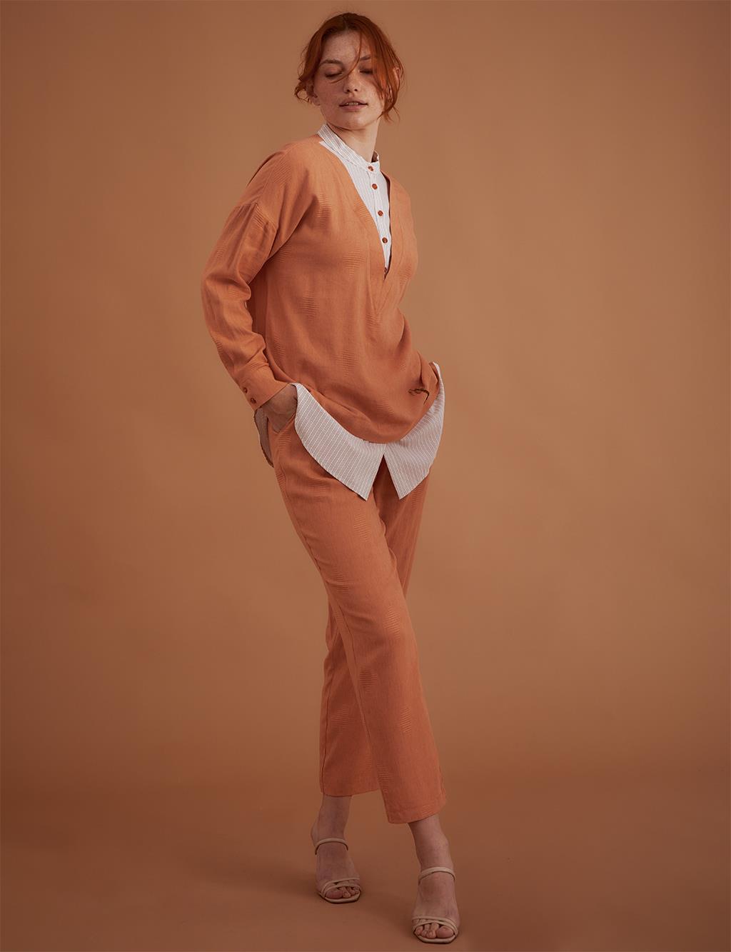 Layered Look Double Suit Peach