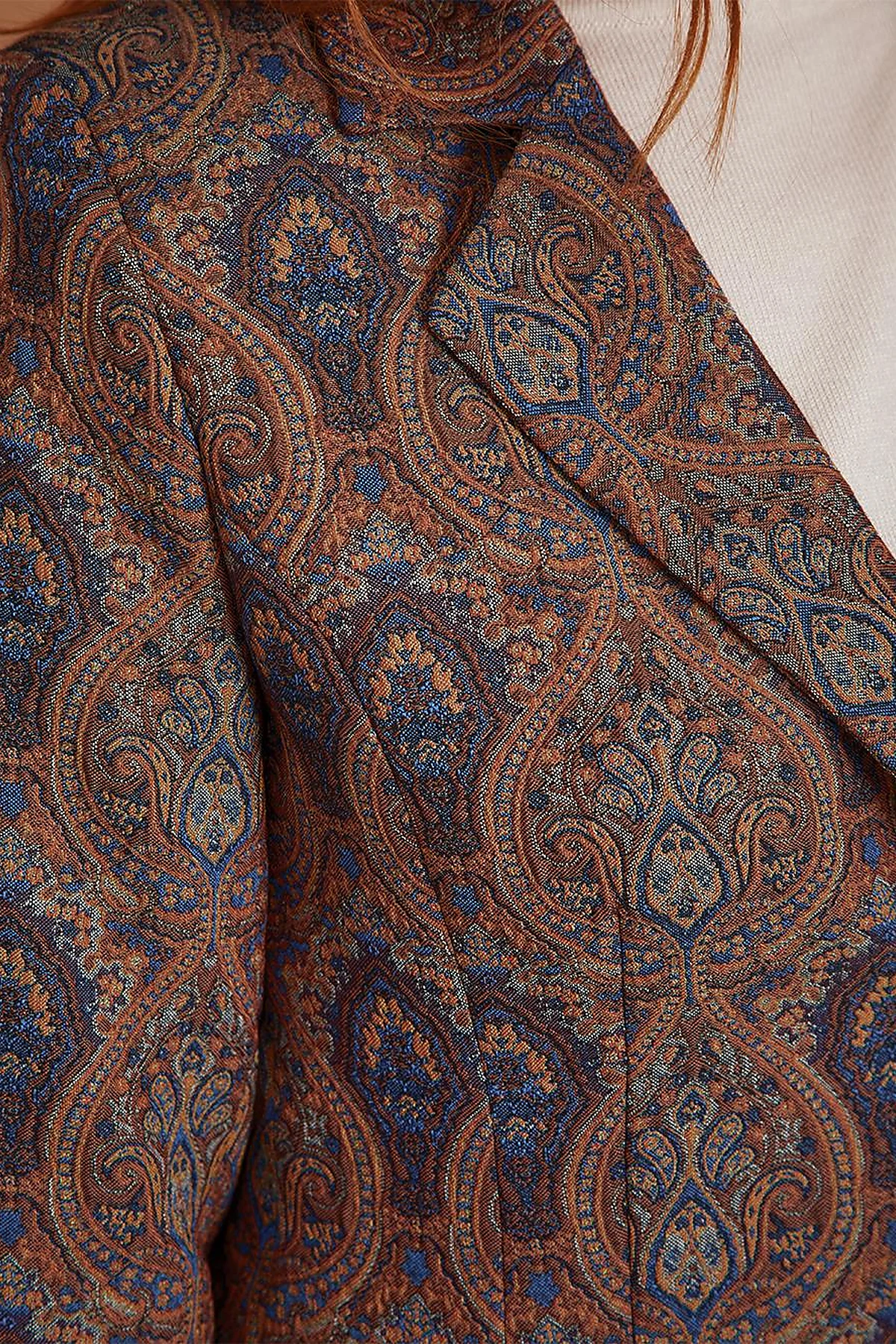 Etnik Desenli Blazer Ceket Kahve