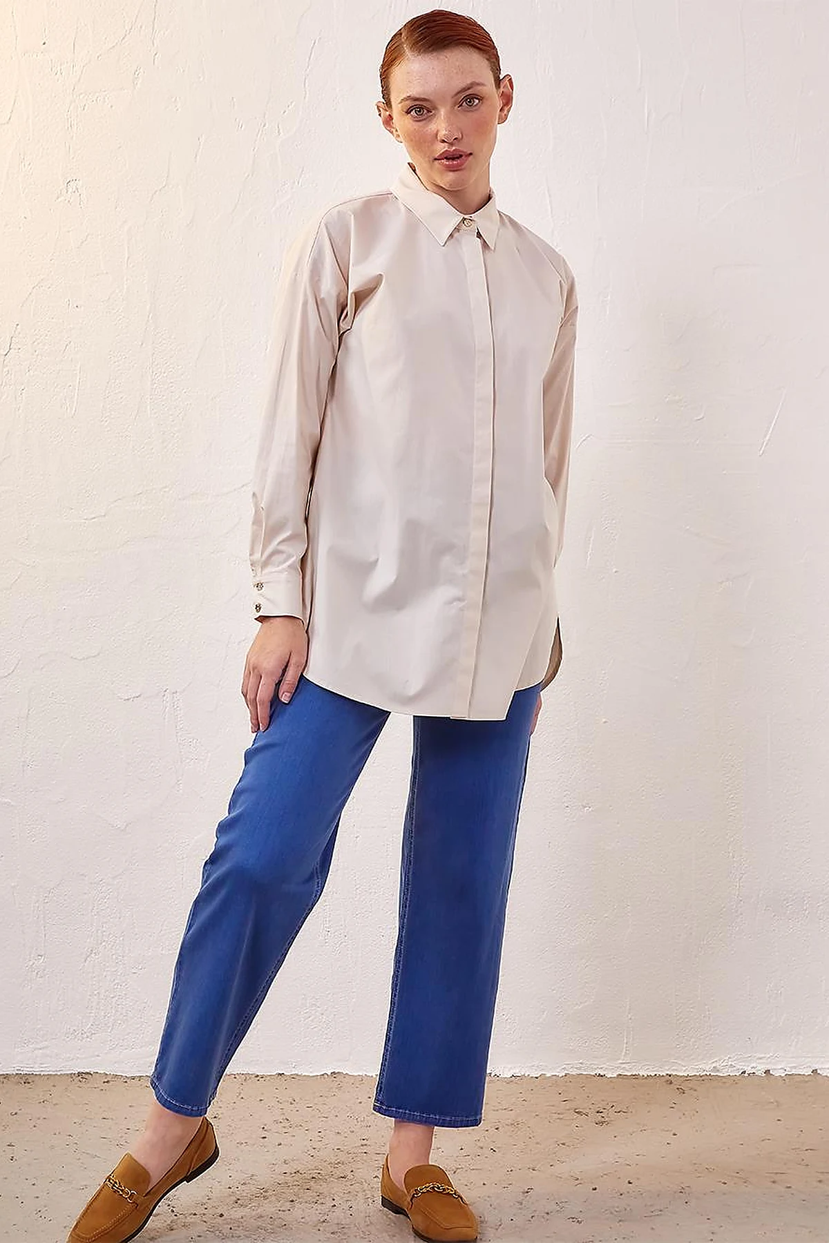 Patı Gizli Basic Tunik Krem