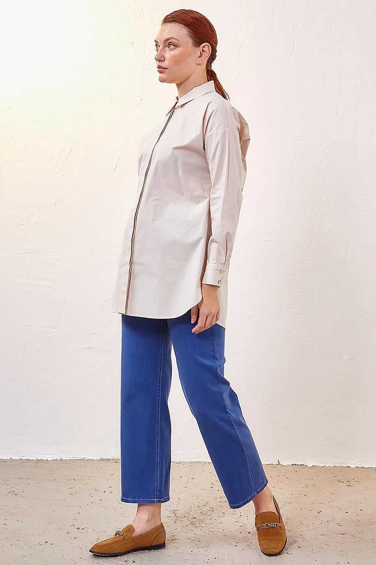 Patı Gizli Basic Tunik Krem
