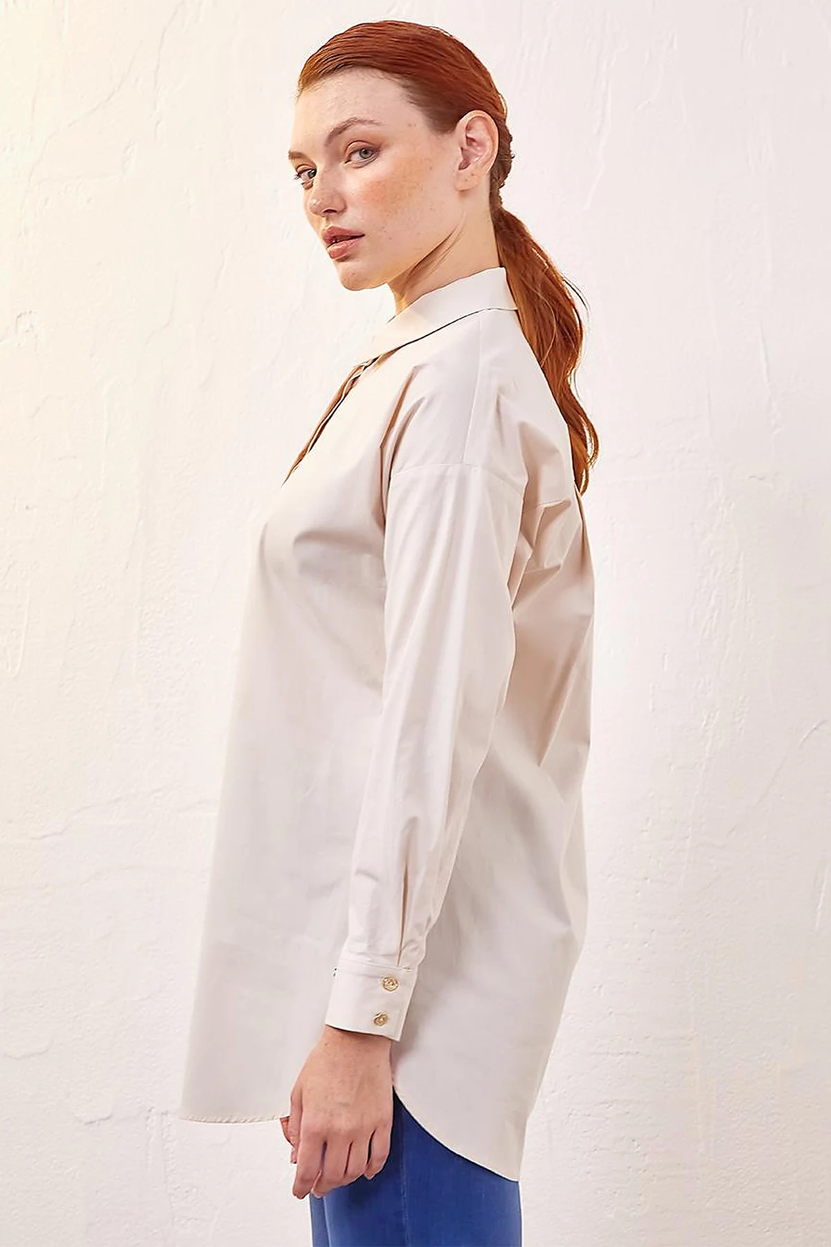 Patı Gizli Basic Tunik Krem