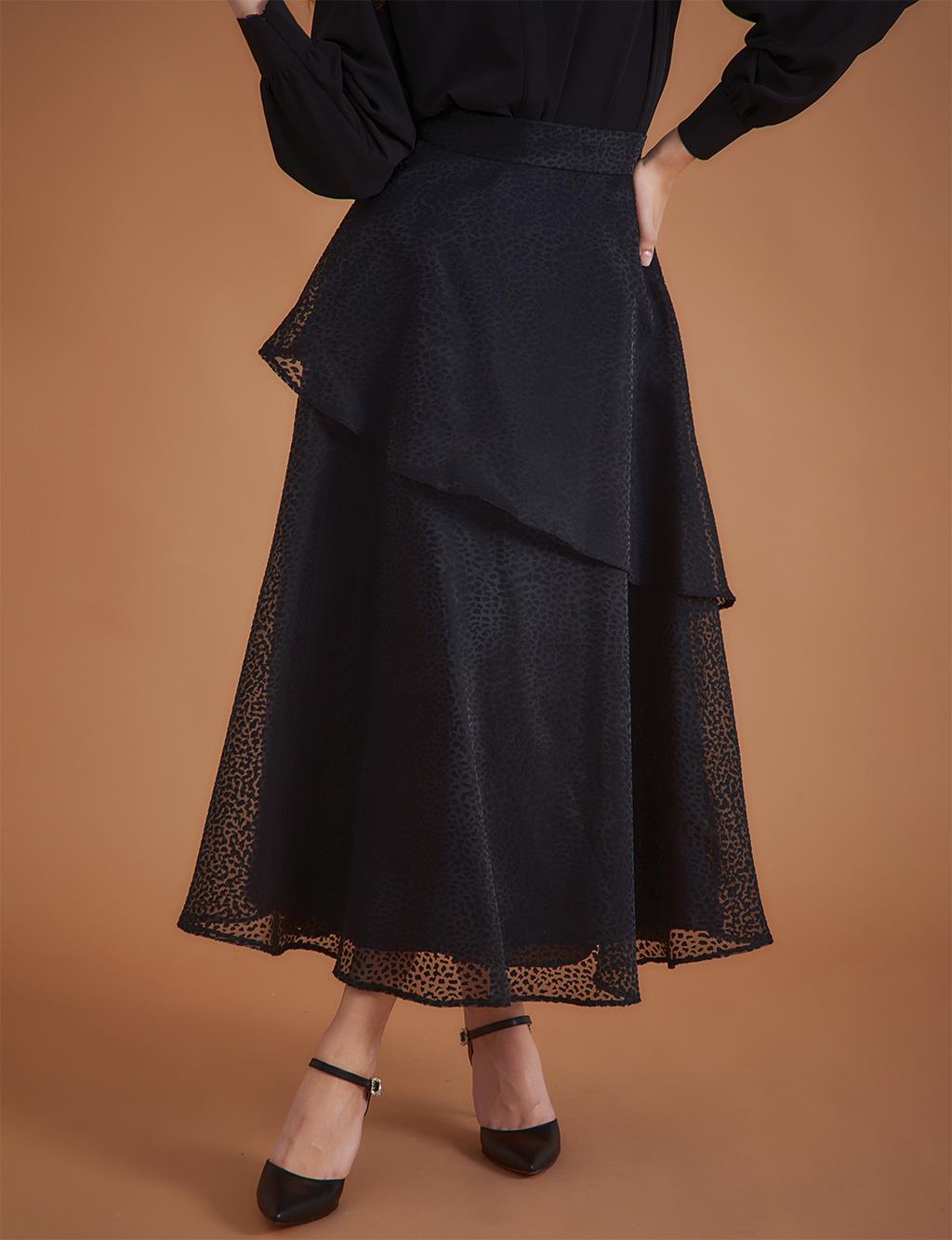 Asymmetric Layered Organza Skirt Black