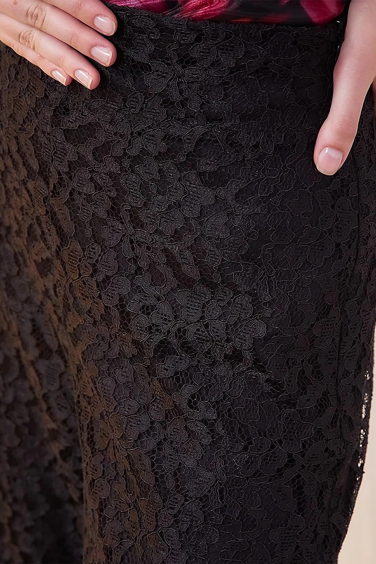 Lace Layered High Waist Pants Black