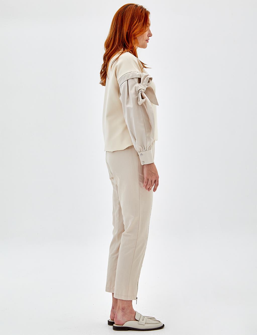 Zippered Leg Pants Cream