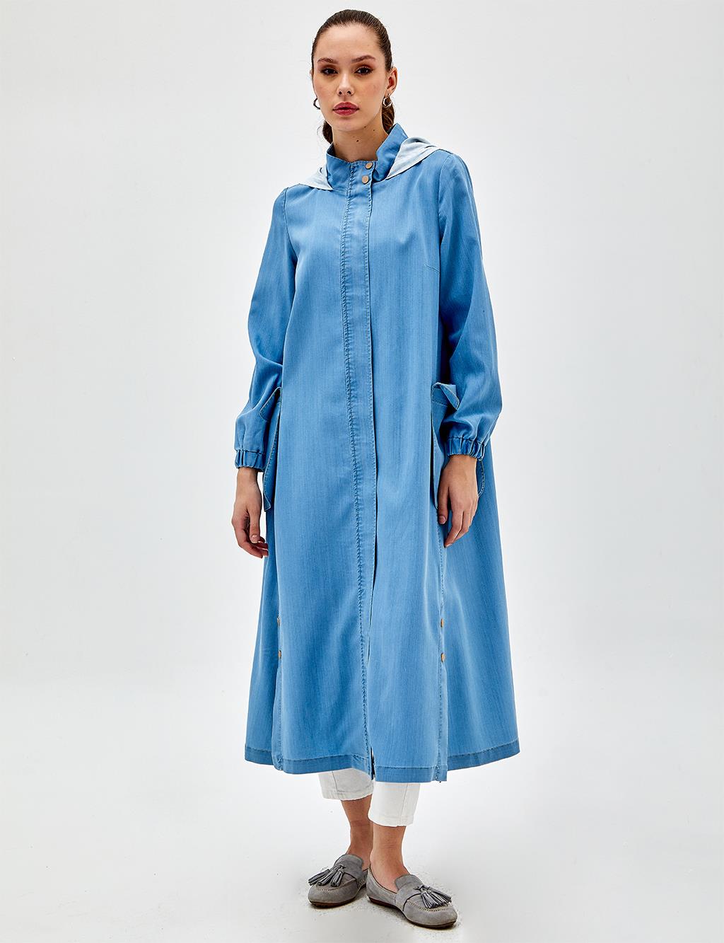 Hooded Tencel Abaya Blue