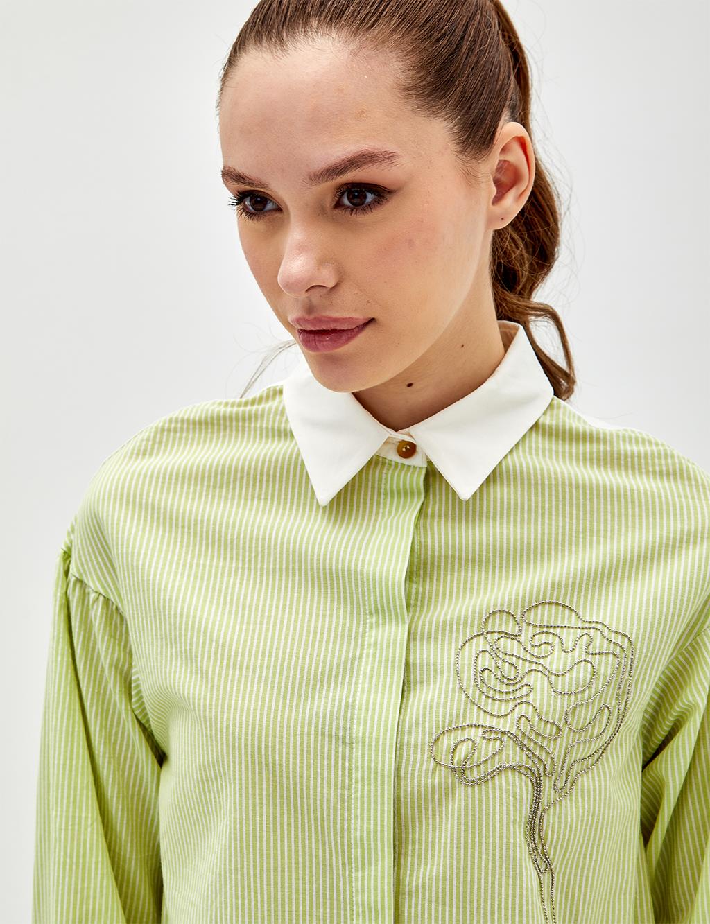 Bead Embroidered Tunic Pistachio Green