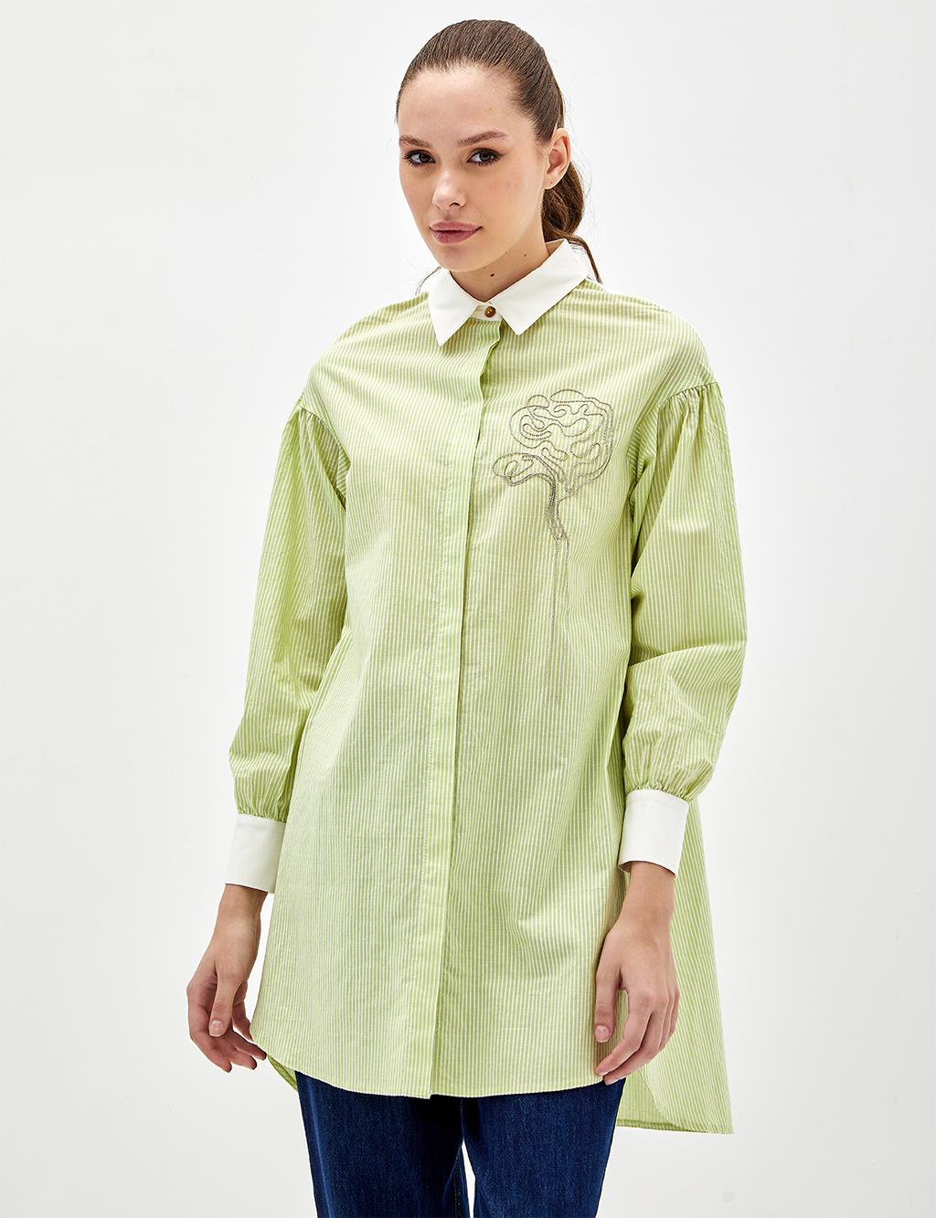 Bead Embroidered Tunic Pistachio Green
