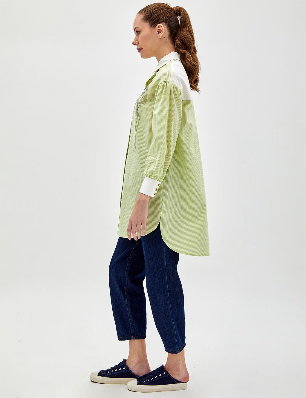 Bead Embroidered Tunic Pistachio Green