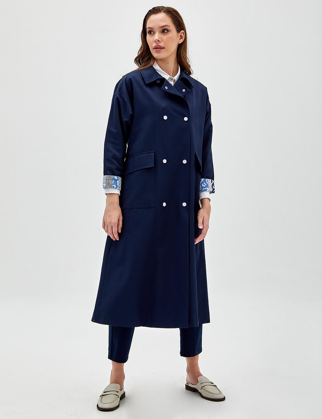 Dark navy deals trench coat
