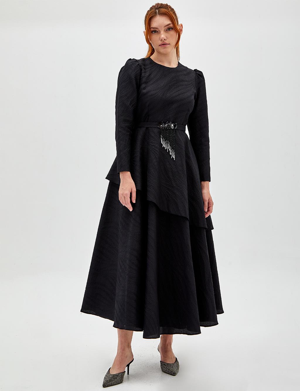 Asymmetrical Layered Dress Black