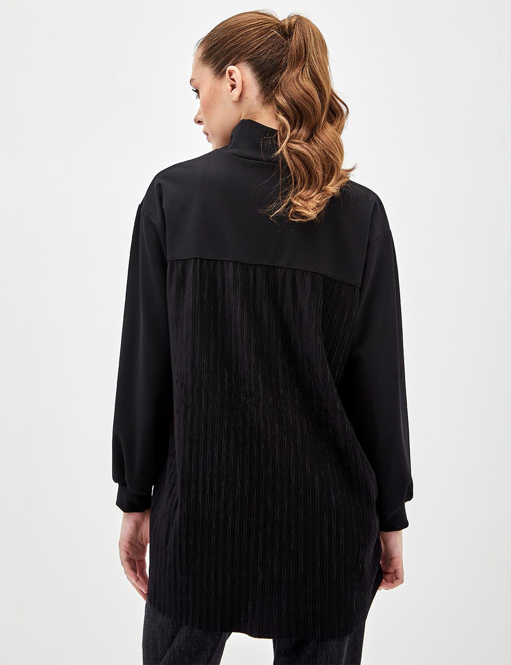 Flamingo Figured High Collar Sweatshirt Black