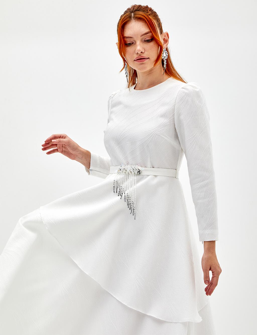 Asymmetrical Layered Dress White