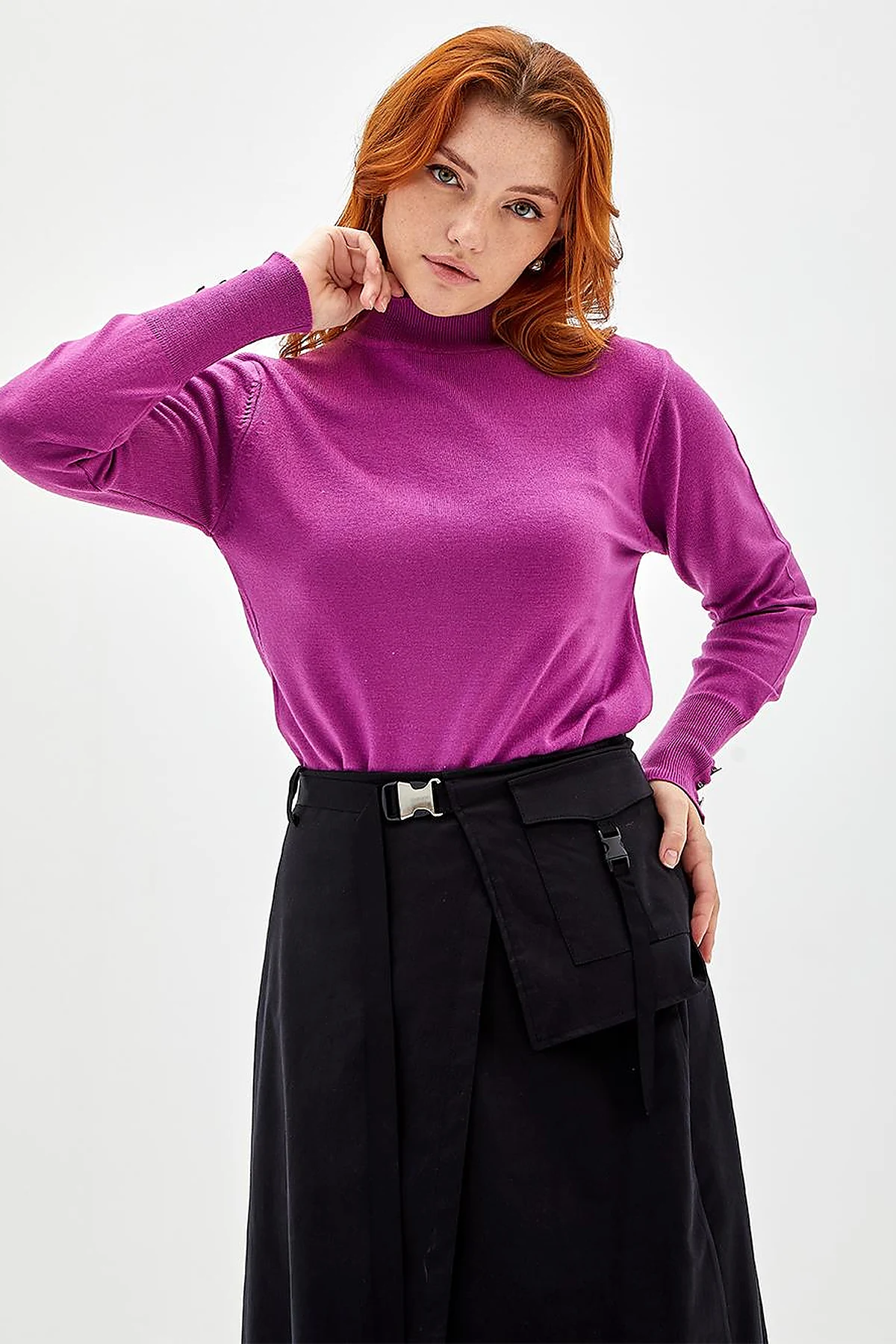 Basic Knit Sweater in Cyclamen