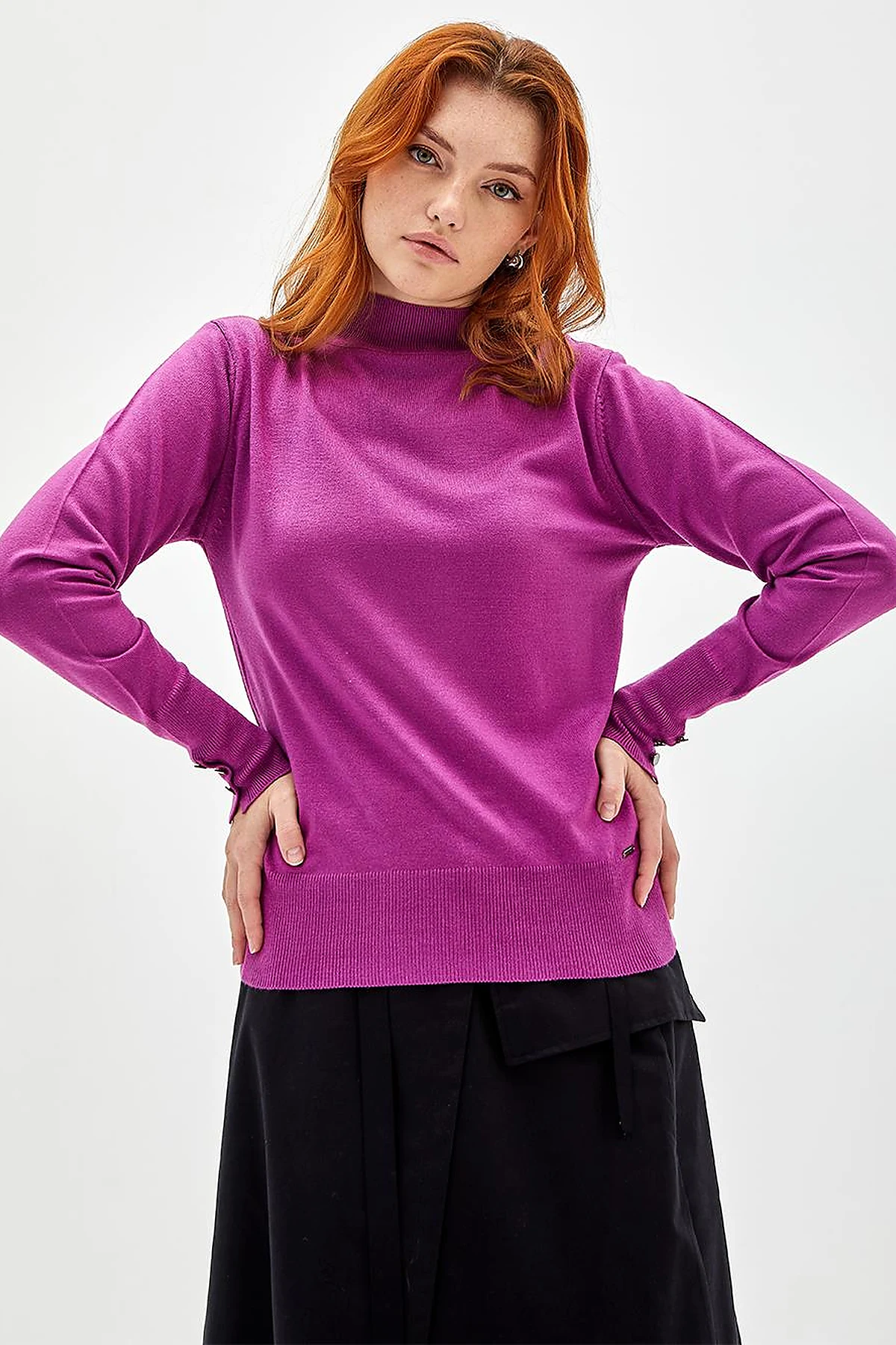 Basic Knit Sweater in Cyclamen
