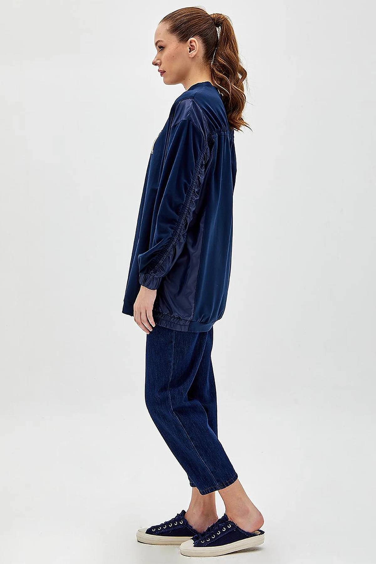Slogan Embroidered Sweatshirt Navy