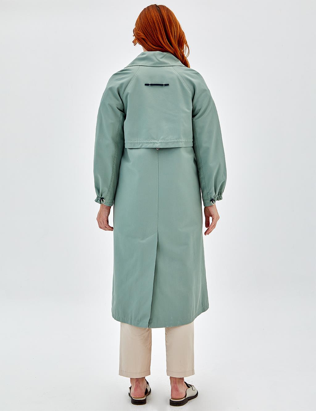 Pleated Ankle Oversized Trench Coat Ice Green