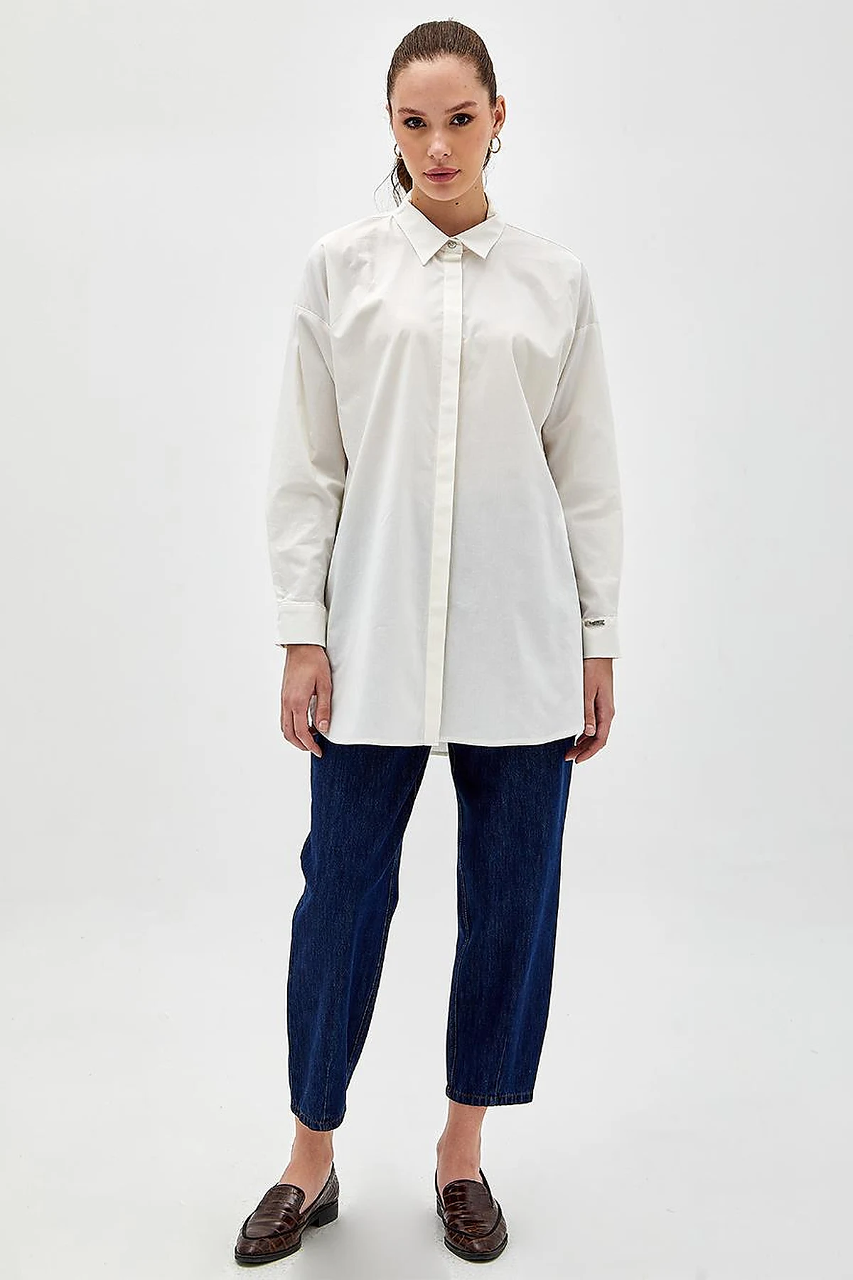 Patı Gizli Basic Tunik Ekru