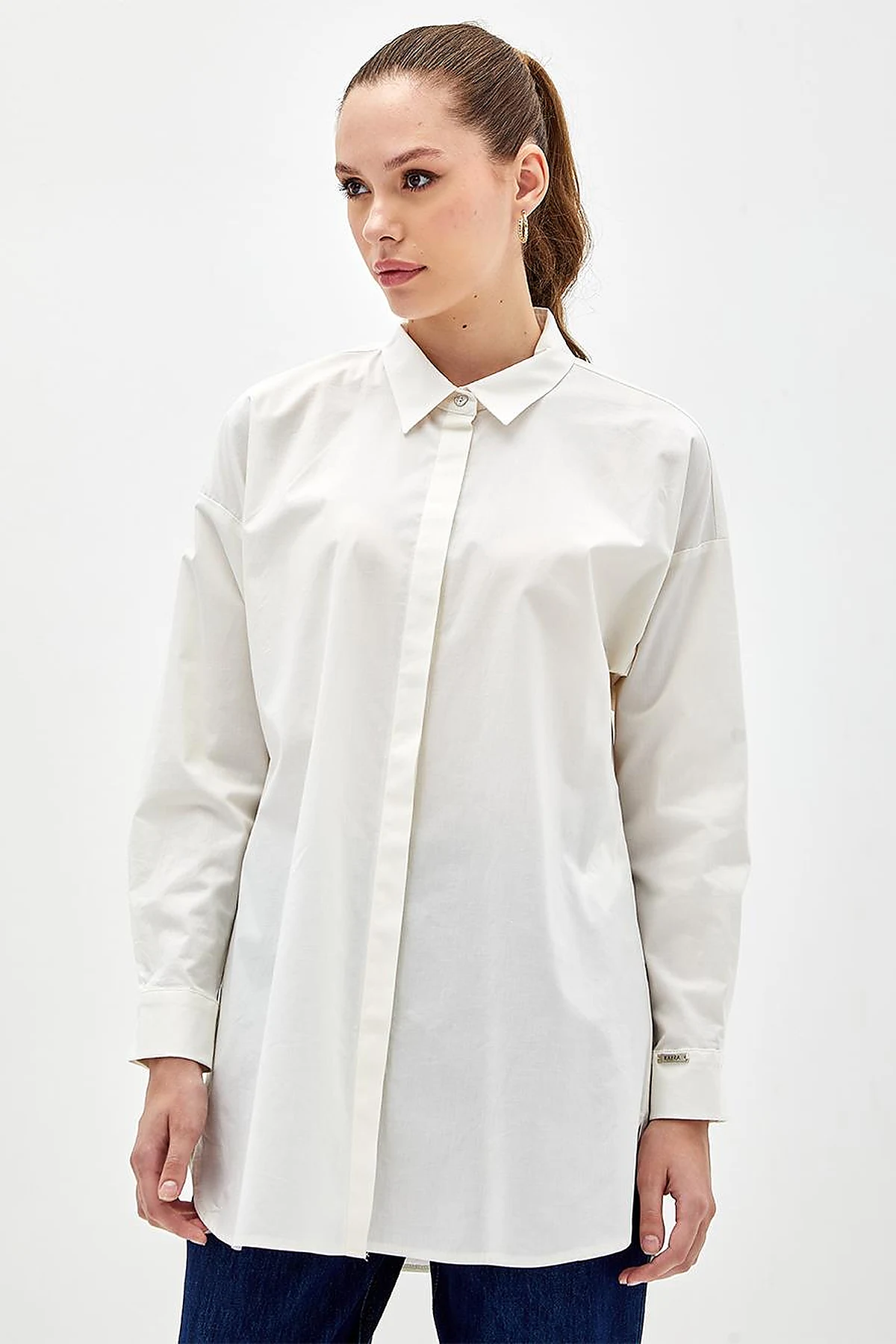 Patı Gizli Basic Tunik Ekru