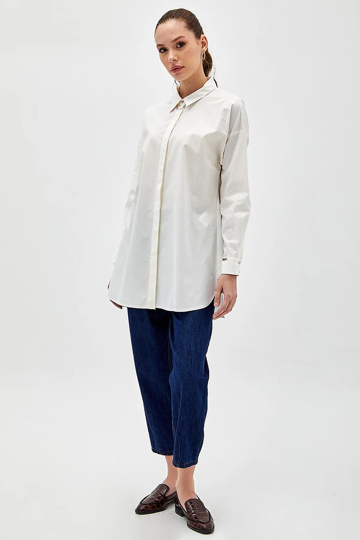 Patı Gizli Basic Tunik Ekru