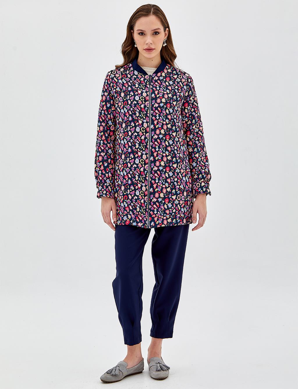 Abstract Patterned Bomber Jacket