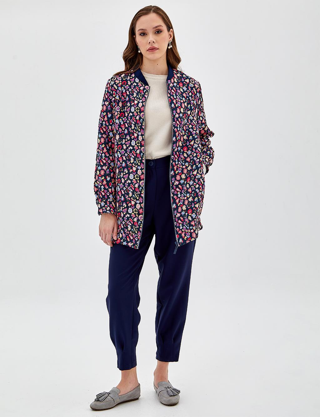Abstract Patterned Bomber Jacket