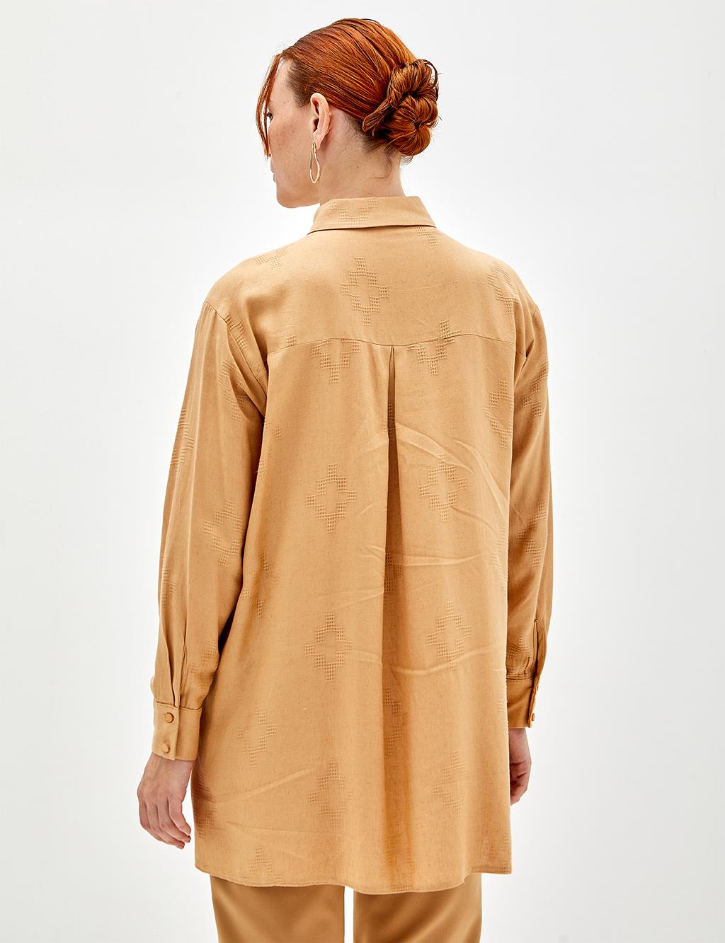 Pocket Stone Embroidered Shirt Beige