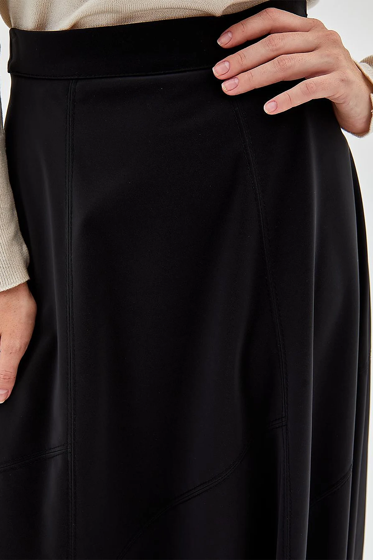 Leather Look A-Line Skirt Black