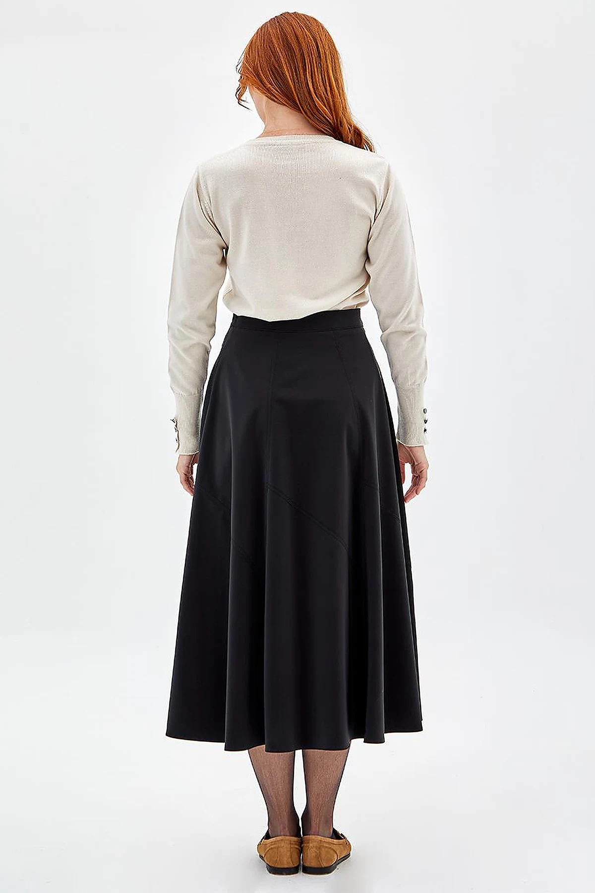 Leather Look A-Line Skirt Black