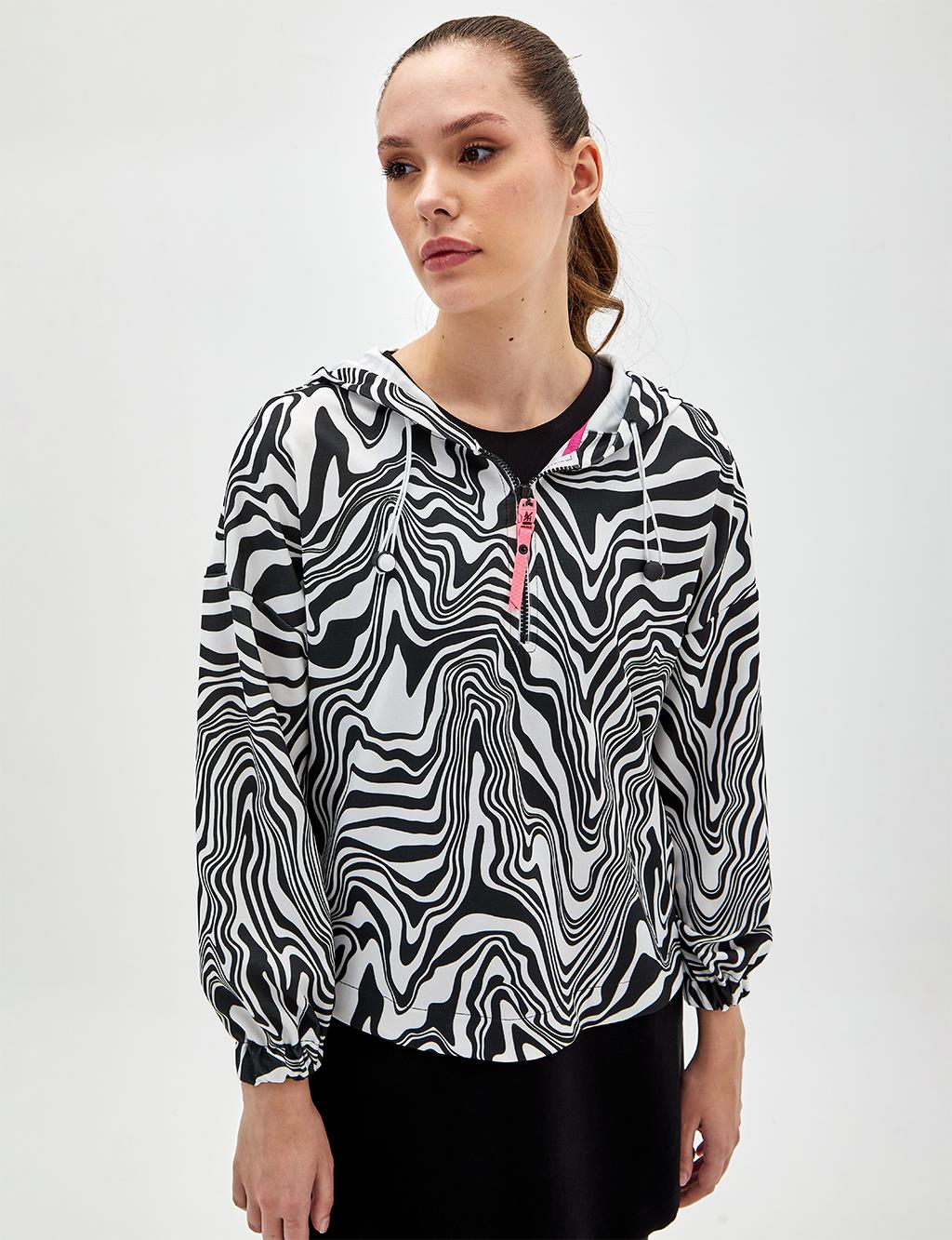 Zebra Patterned Sweatshirt Black