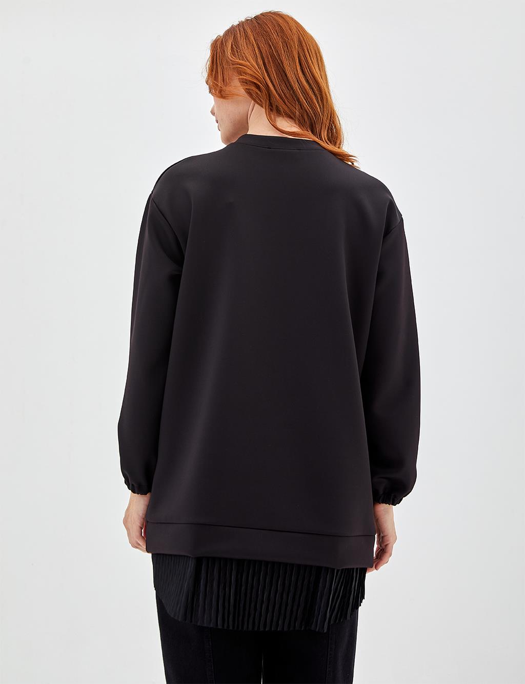 Embroidered Pocket Detailed Sweatshirt Black