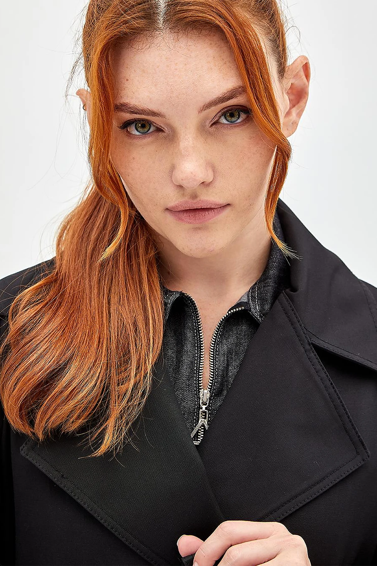 Wide Lapel Trench Coat Black