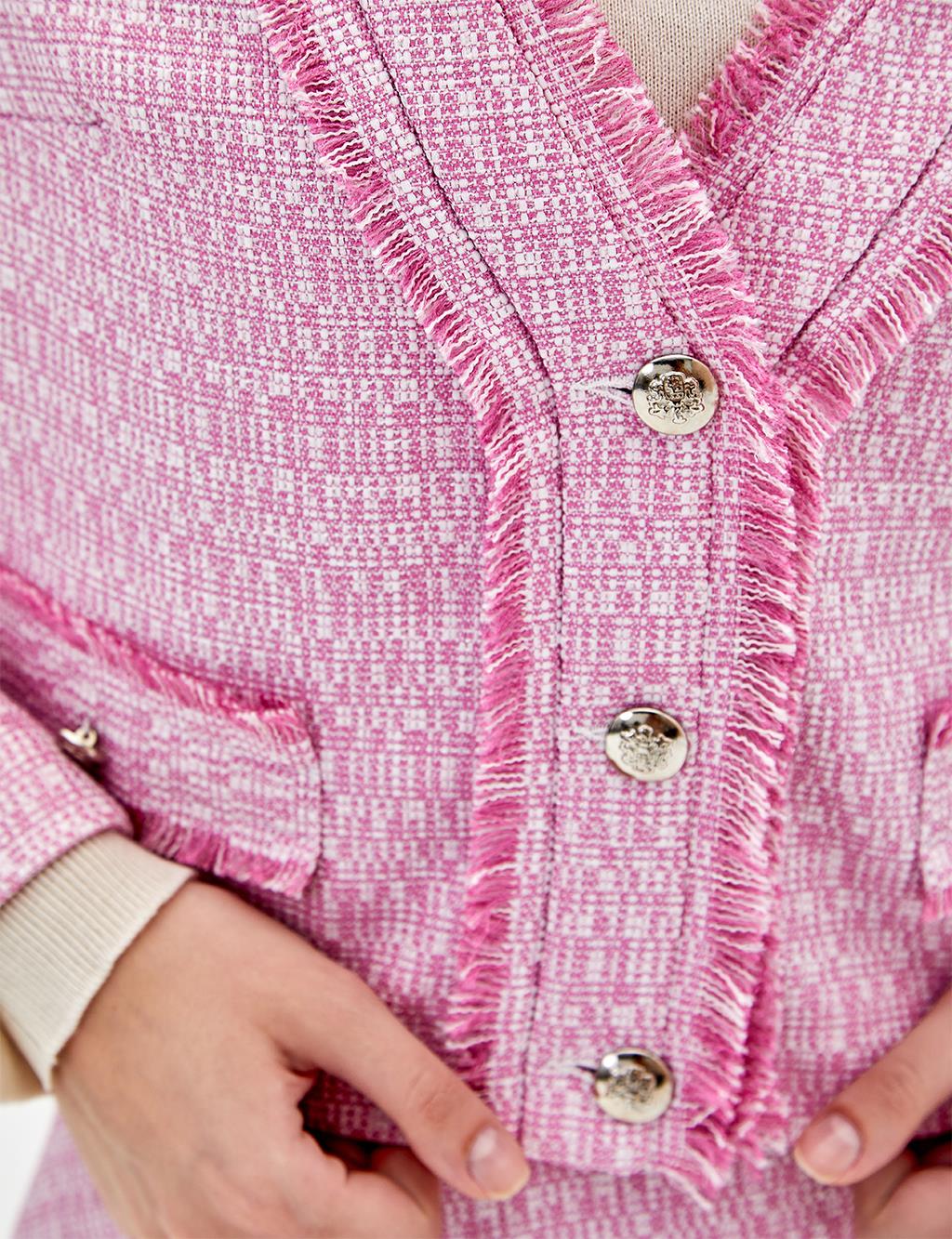Tasseled Tweed Double Suit Pink
