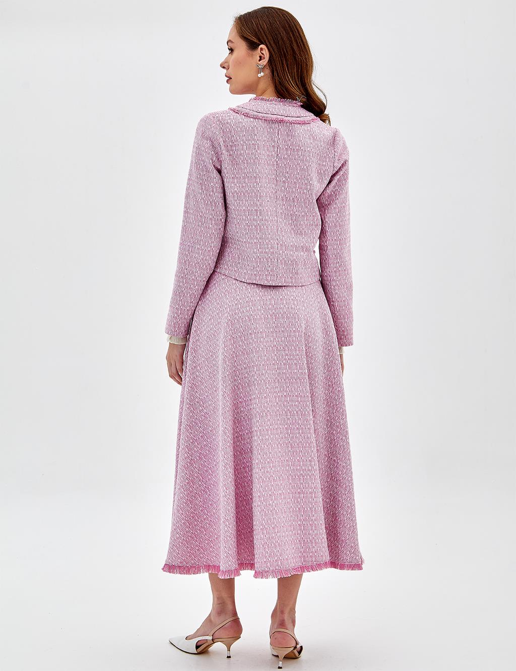 Tasseled Tweed Double Suit Pink