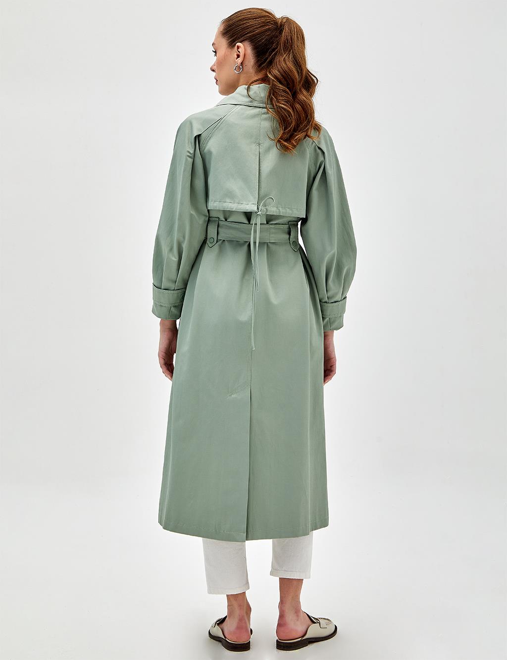 Wide Lapel Trench Coat Ice Green