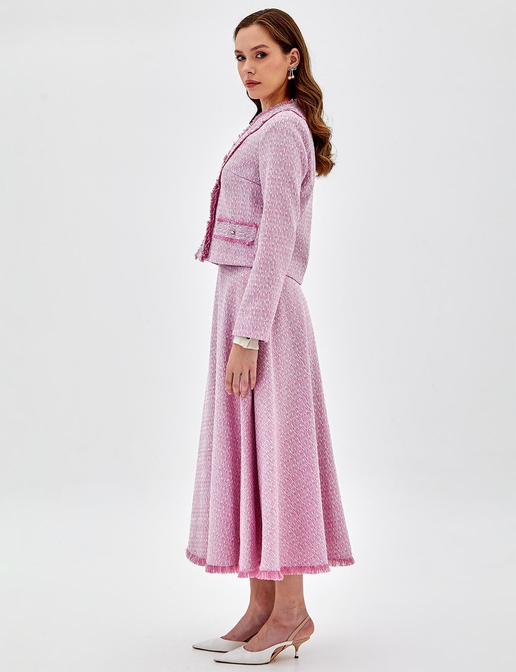 Tasseled Tweed Double Suit Pink