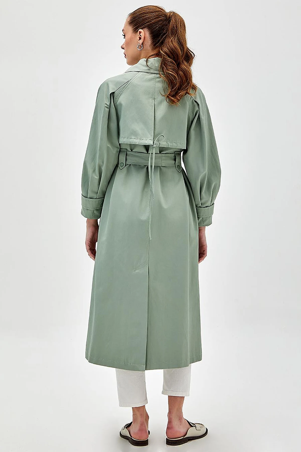 Wide Lapel Trench Coat Ice Green