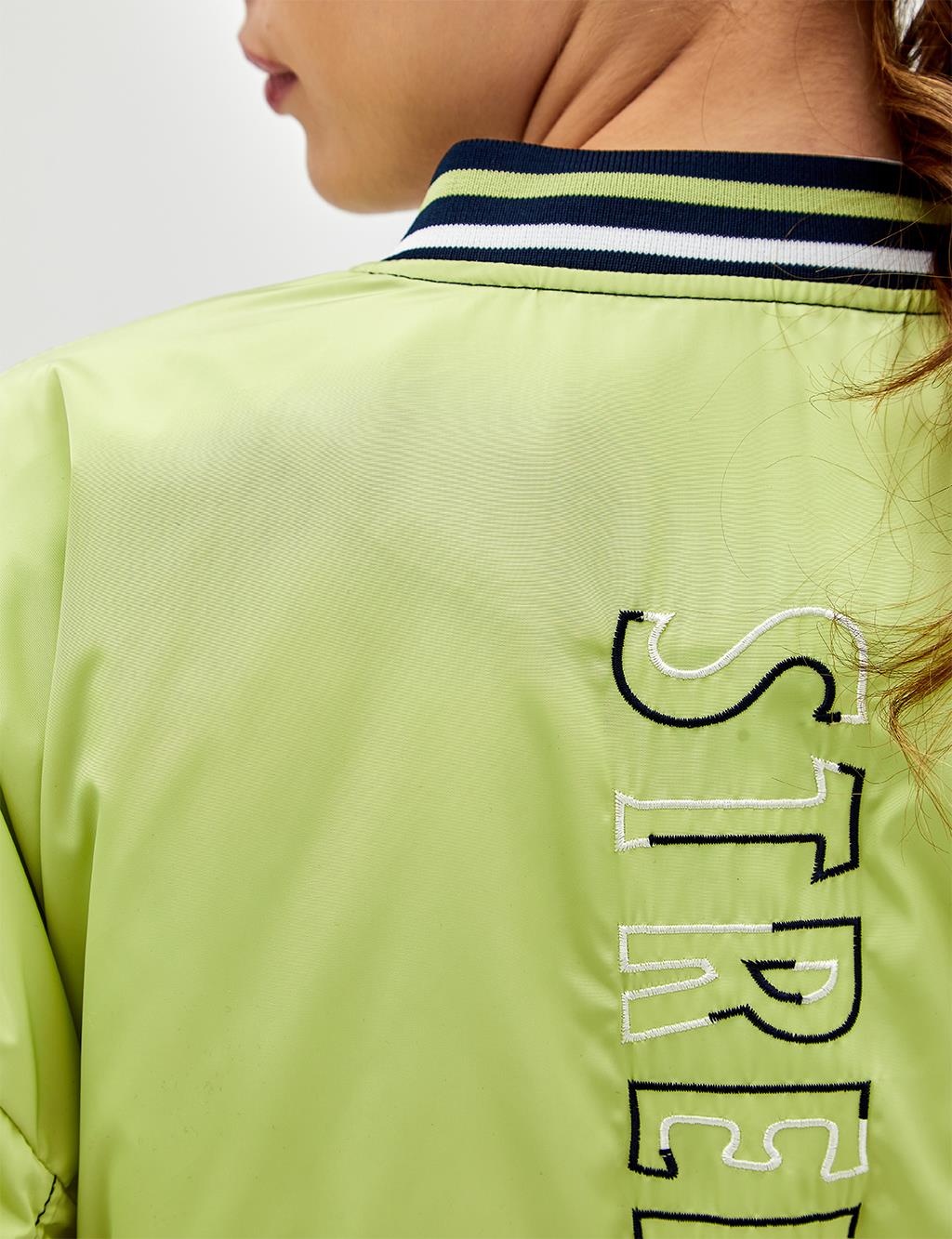 Embroidered Bomber Jacket Green
