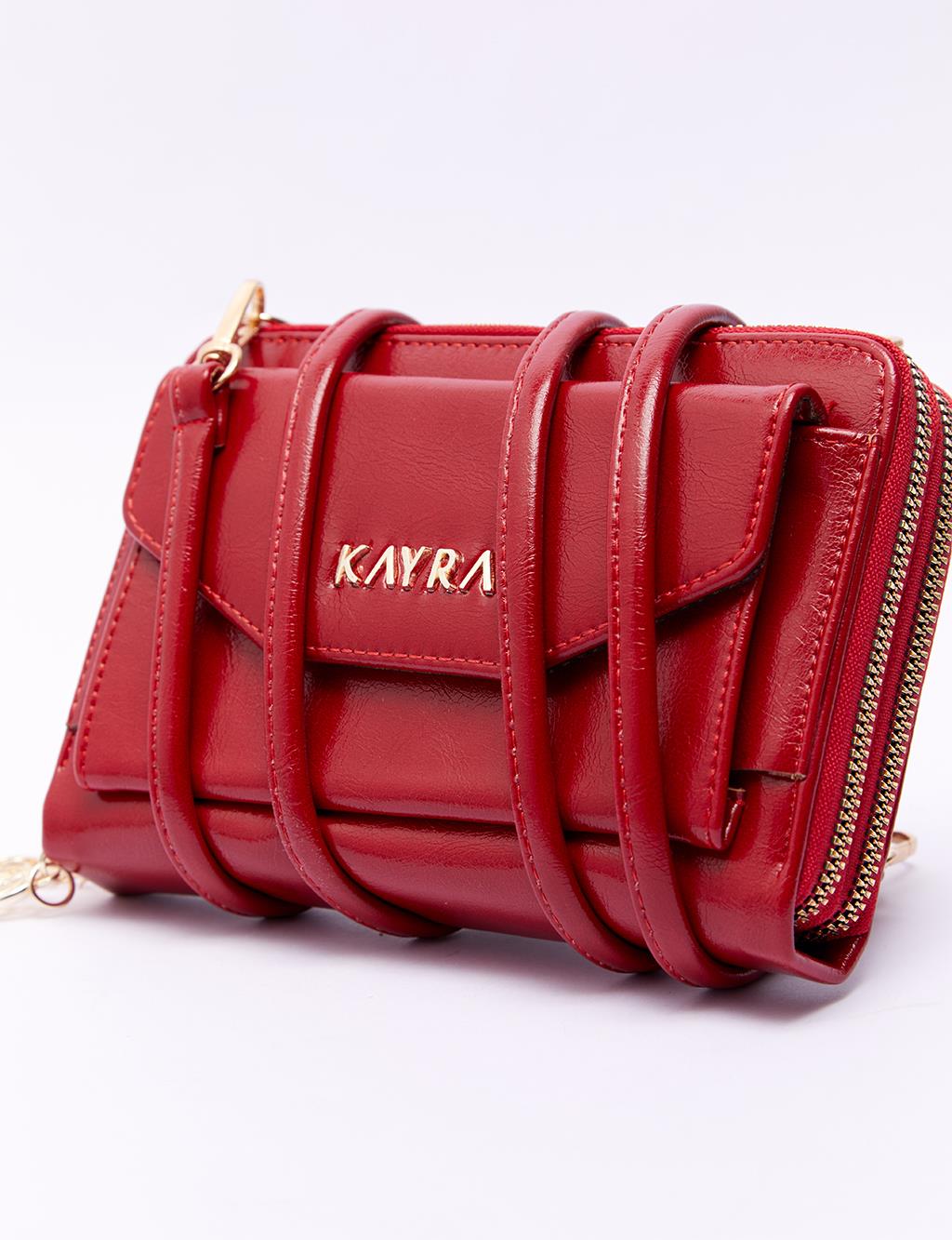 Double Compartment Bag Wallet Red