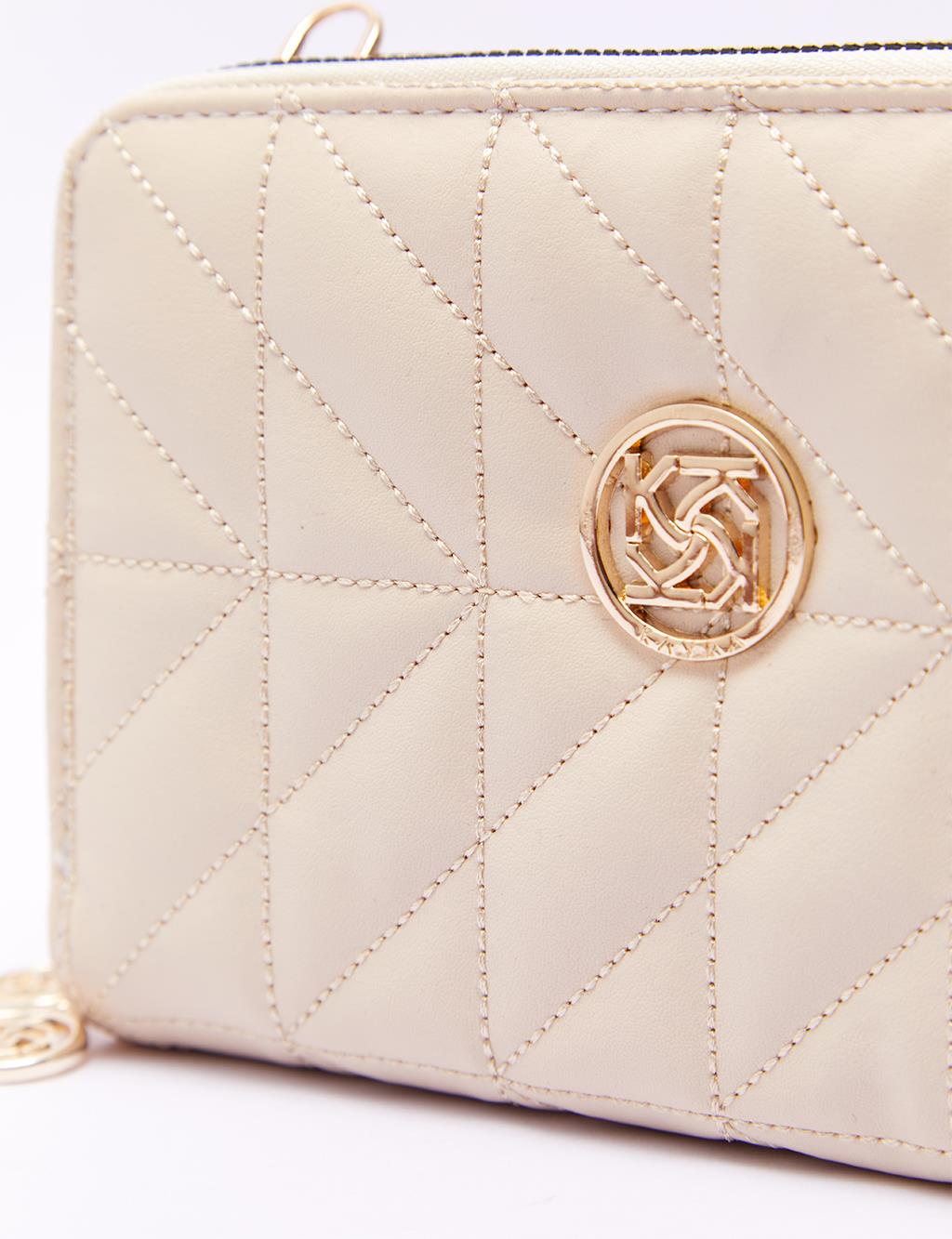 Quilted Wallet Bag Cream