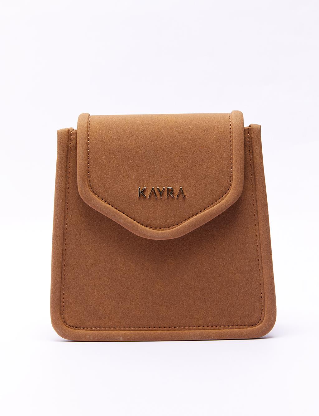 Clamshell Suede Bag Camel