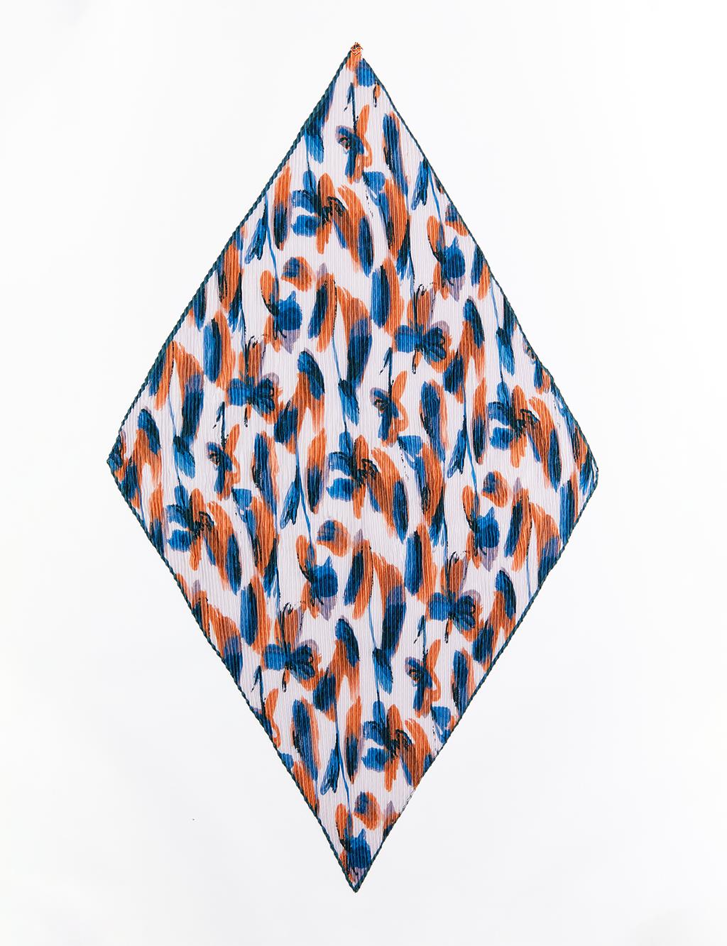 Floral Patterned Pleated Scarf