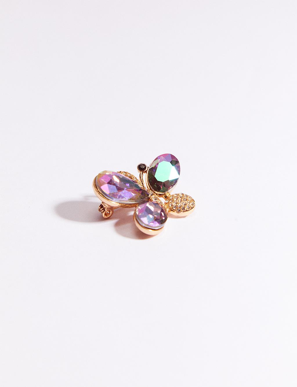 Butterfly Figured Stone Brooch Lilac