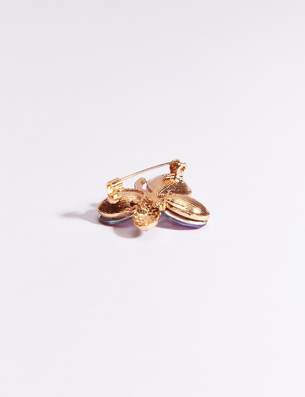 Butterfly Figured Stone Brooch Lilac