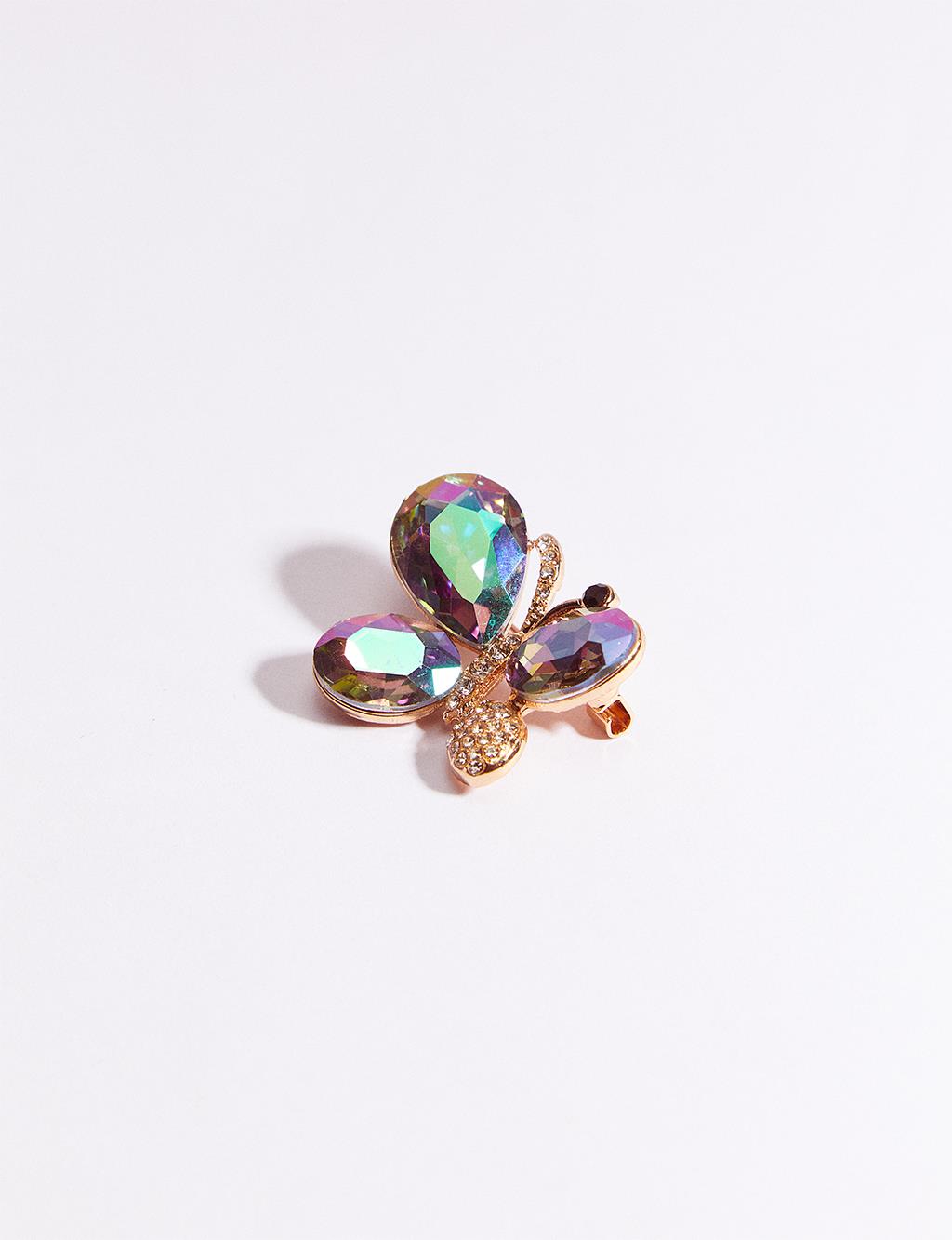 Butterfly Figured Stone Brooch Lilac