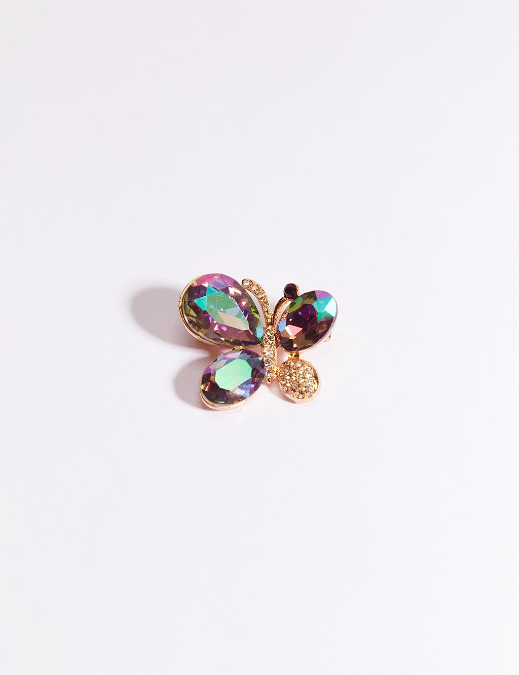 Butterfly Figured Stone Brooch Lilac