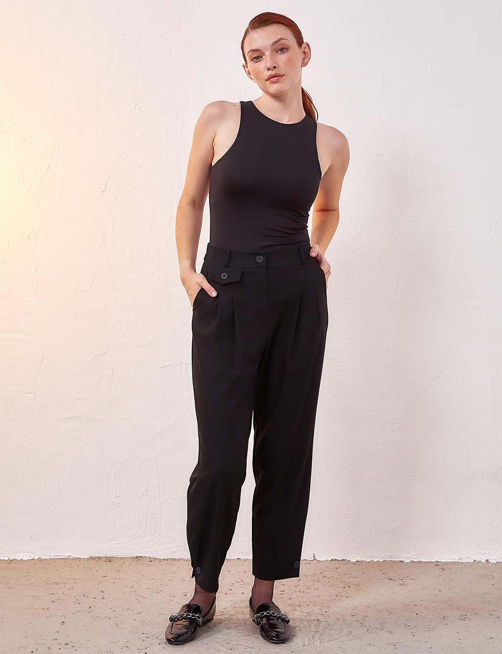 Pleated Pants Black