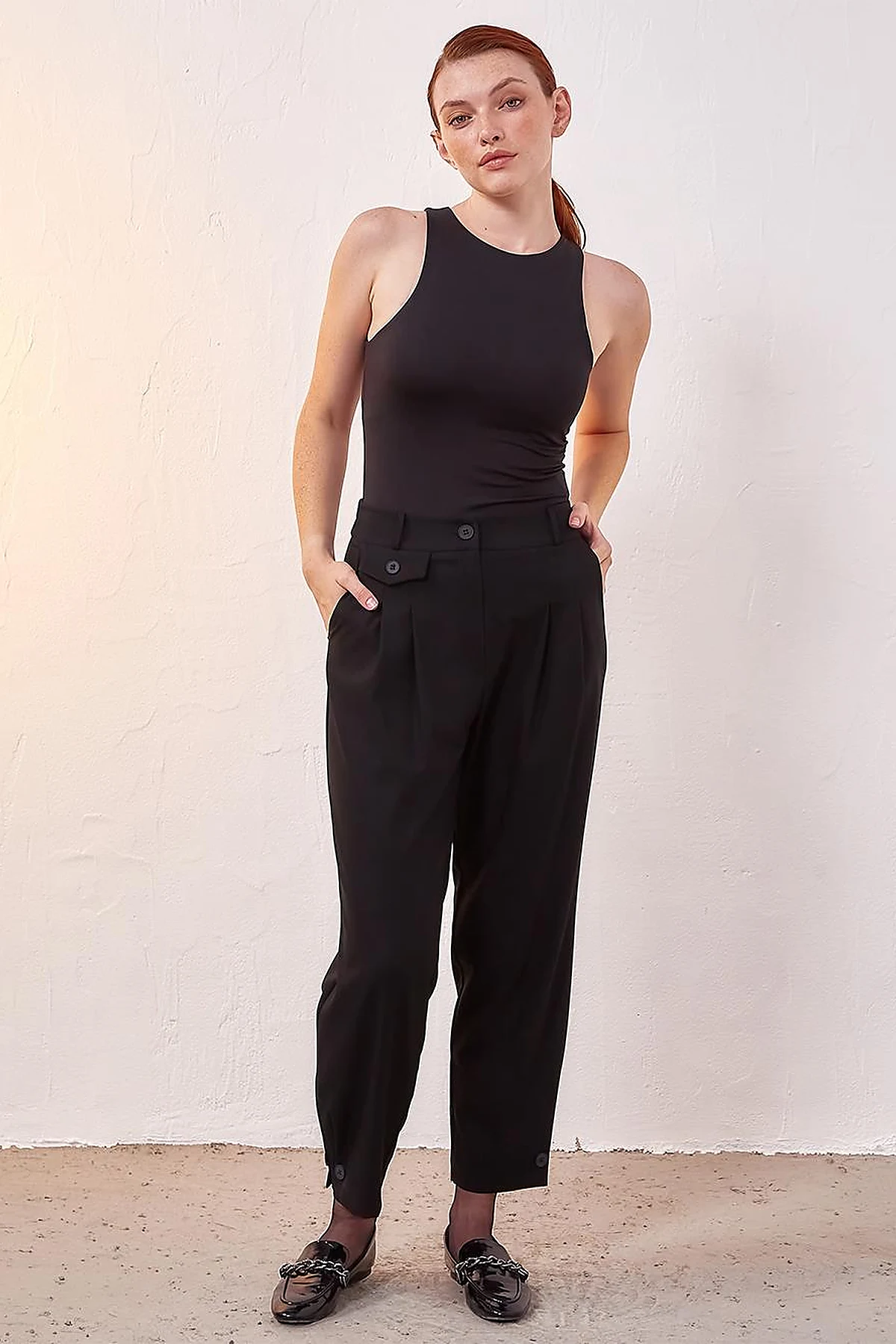 Pleated Pants Black