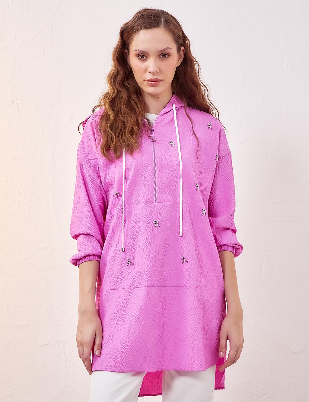 Relief Pattern Sweatshirt Candy Pink